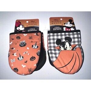Disney Mickey Minnie Halloween Boo 2 Pack Oversized Mini Oven Mitts NEW